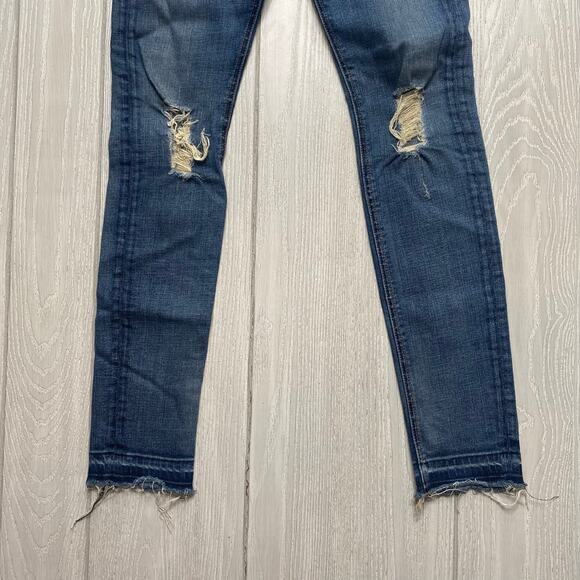 Rag & Bone Denim Women's Distressed Raw Ankle Blue Capri Jeans Size 24 - Picture 10 of 11